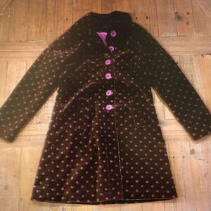 Brown Polka Dot Coat with Pink Accents